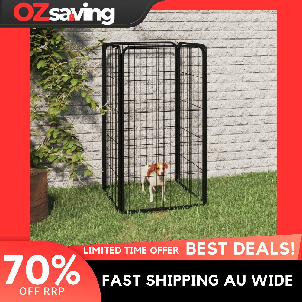 Dog Playpen 4 Panels Black Steel 50x100 cm Heavy-duty Easy Setup Safe 1793 - Picture 1 of 7